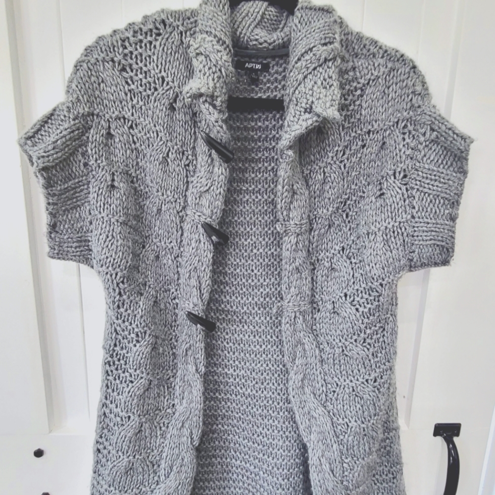 Womens Gray Open Long Sweater Cardigan Small